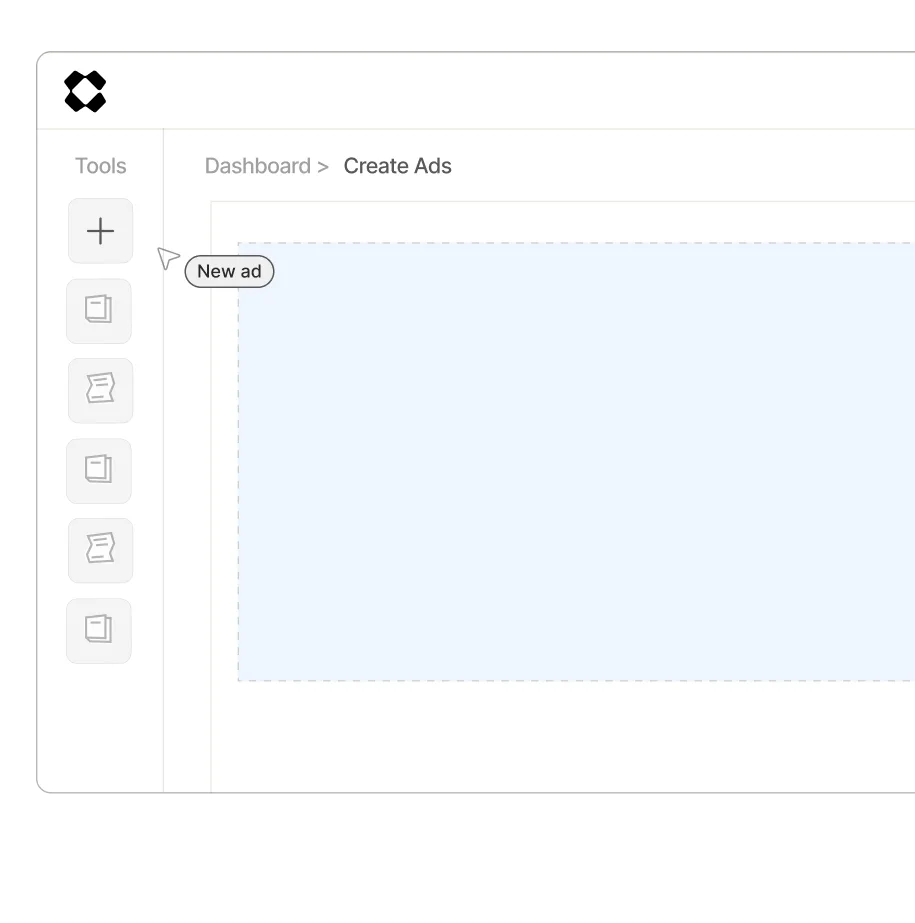 Interface de tableau de bord avec menu Outils à gauche et bouton ajouter sélectionné indiquant Nouvelle annonce.