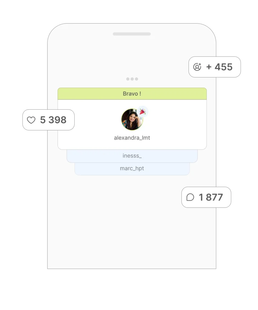 Publication d’un jeu concours sur mobile, avec son nombre de participants et de commentaires